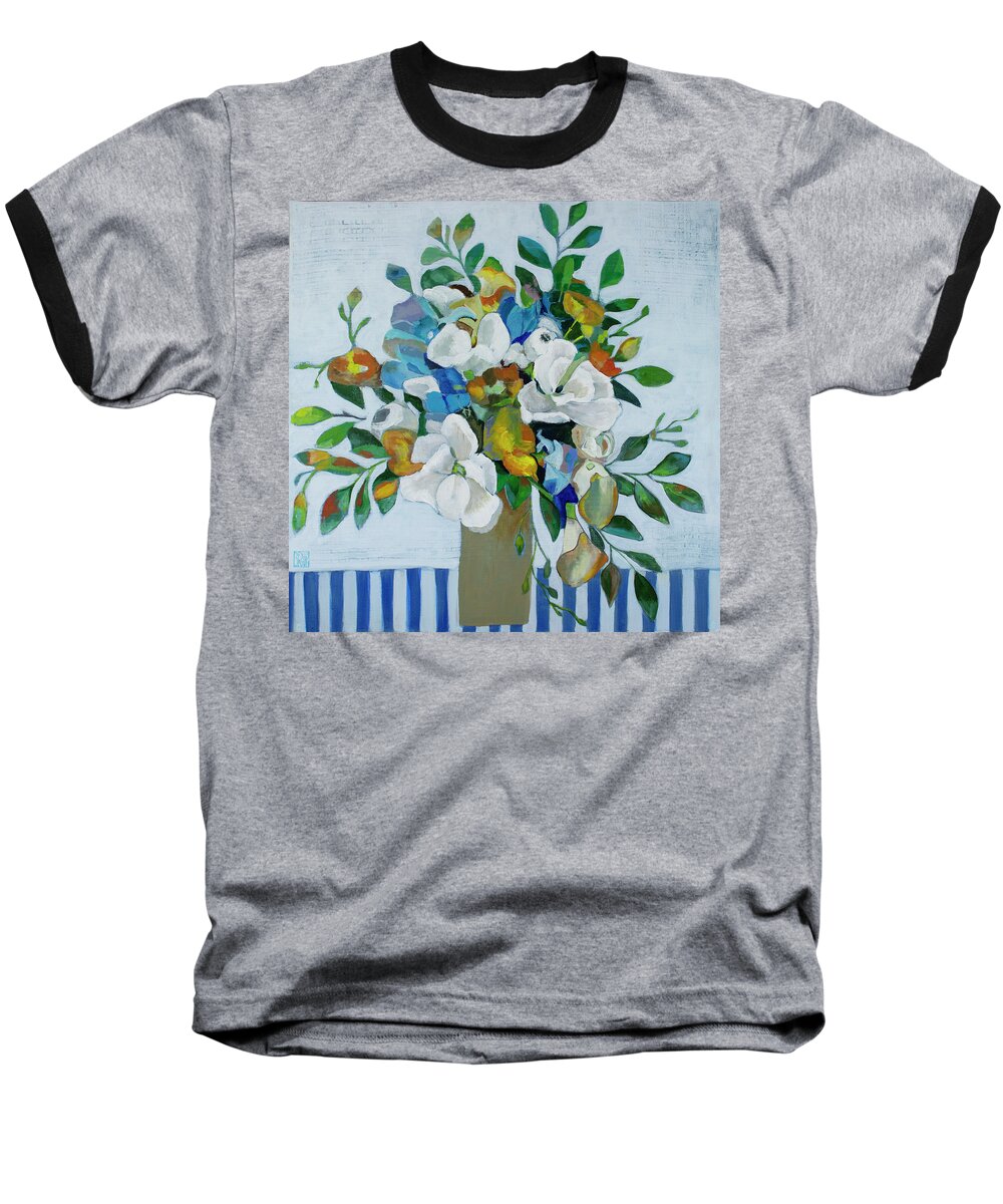 Blue Baseball T-Shirt featuring the painting Blue Dance by Debbie Brown