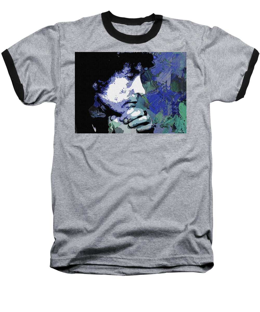Bob Baseball T-Shirt featuring the digital art Bob Dylan psychedelic portrait by Movie World Posters