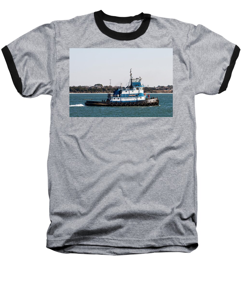 Tug Baseball T-Shirt featuring the photograph Bogue Sound Tugboat by Bob Decker