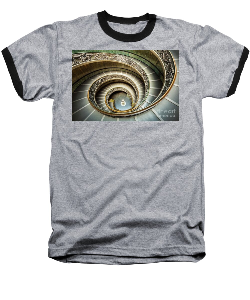 Bramante Staircase Baseball T-Shirt featuring the photograph Bramante Spiral Staircase Vatican City by Neale And Judith Clark