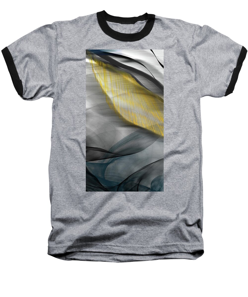 Turquoise Art Baseball T-Shirt featuring the painting Calming Rays - Turquoise And Black Gray Abstract Art by Lourry Legarde