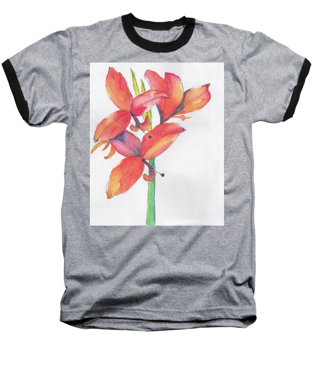 Cannalily Baseball T-Shirt featuring the painting Cannalily by Anne Katzeff