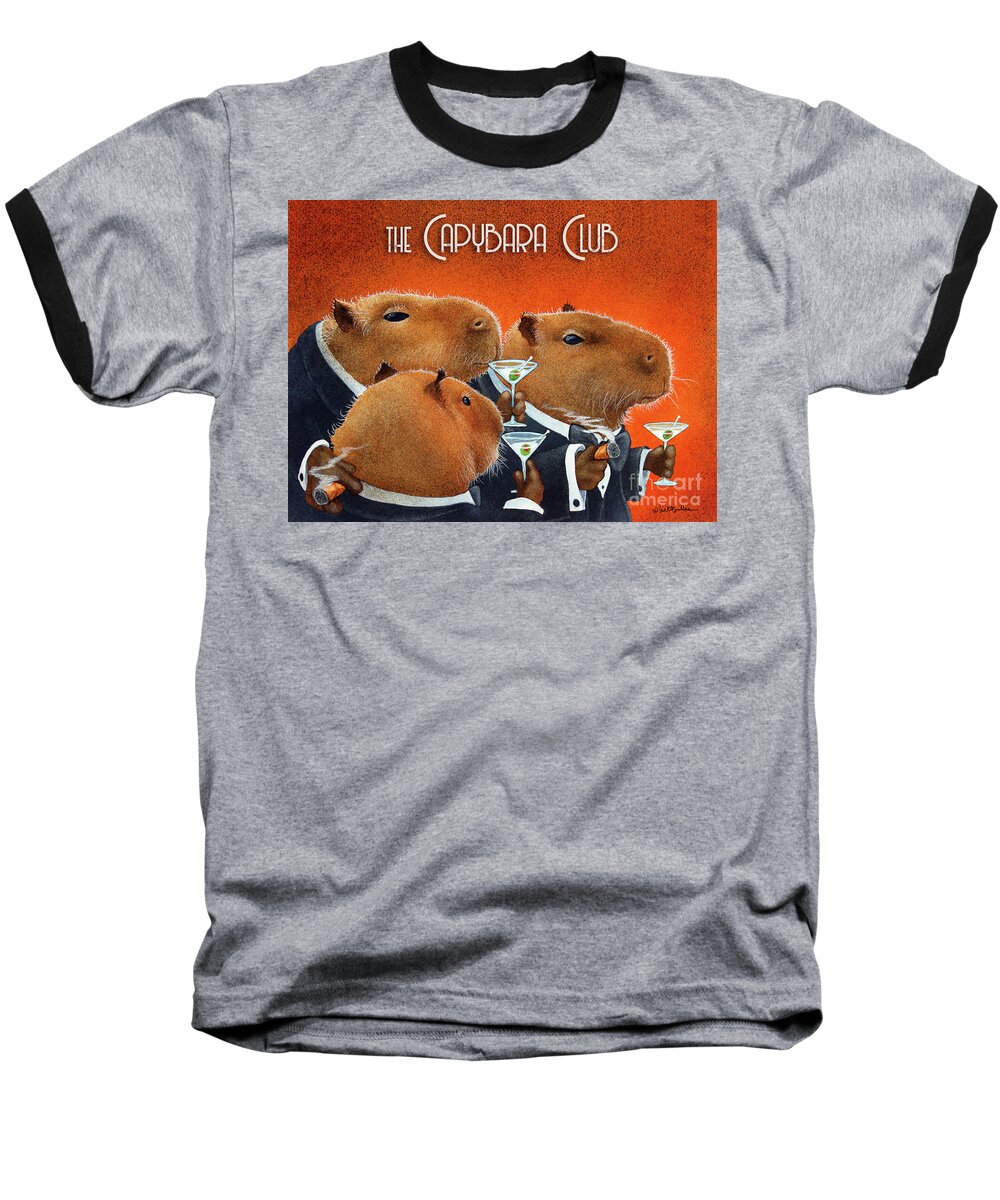 Bar Art Baseball T-Shirt featuring the painting Capybara Club by Will Bullas
