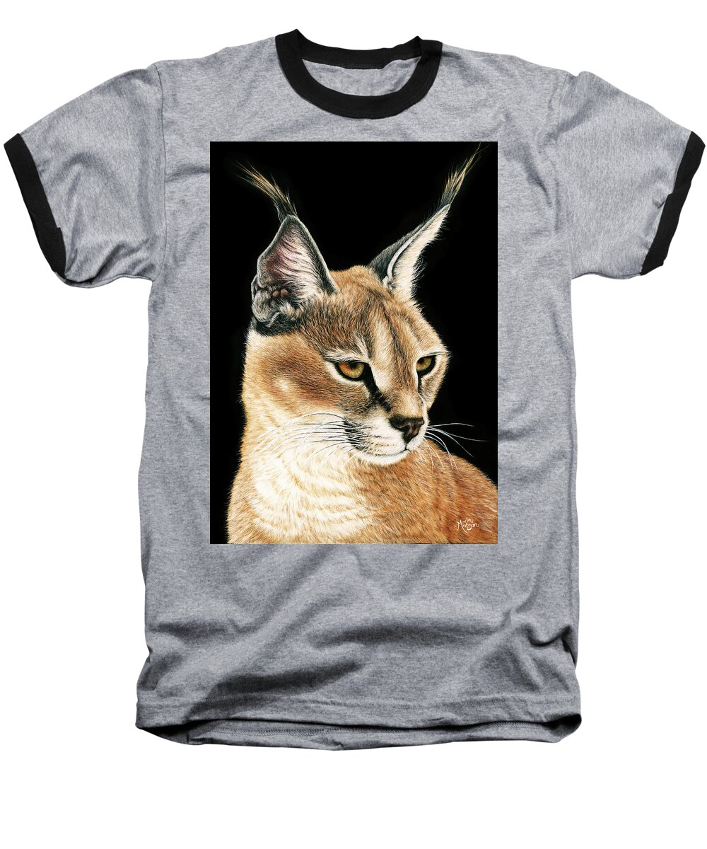 Caracal Baseball T-Shirt featuring the painting Caracal by Monique Morin Matson