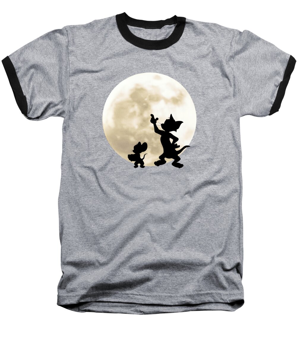 Cat Baseball T-Shirt featuring the digital art Cat and Mouse by John Haldane