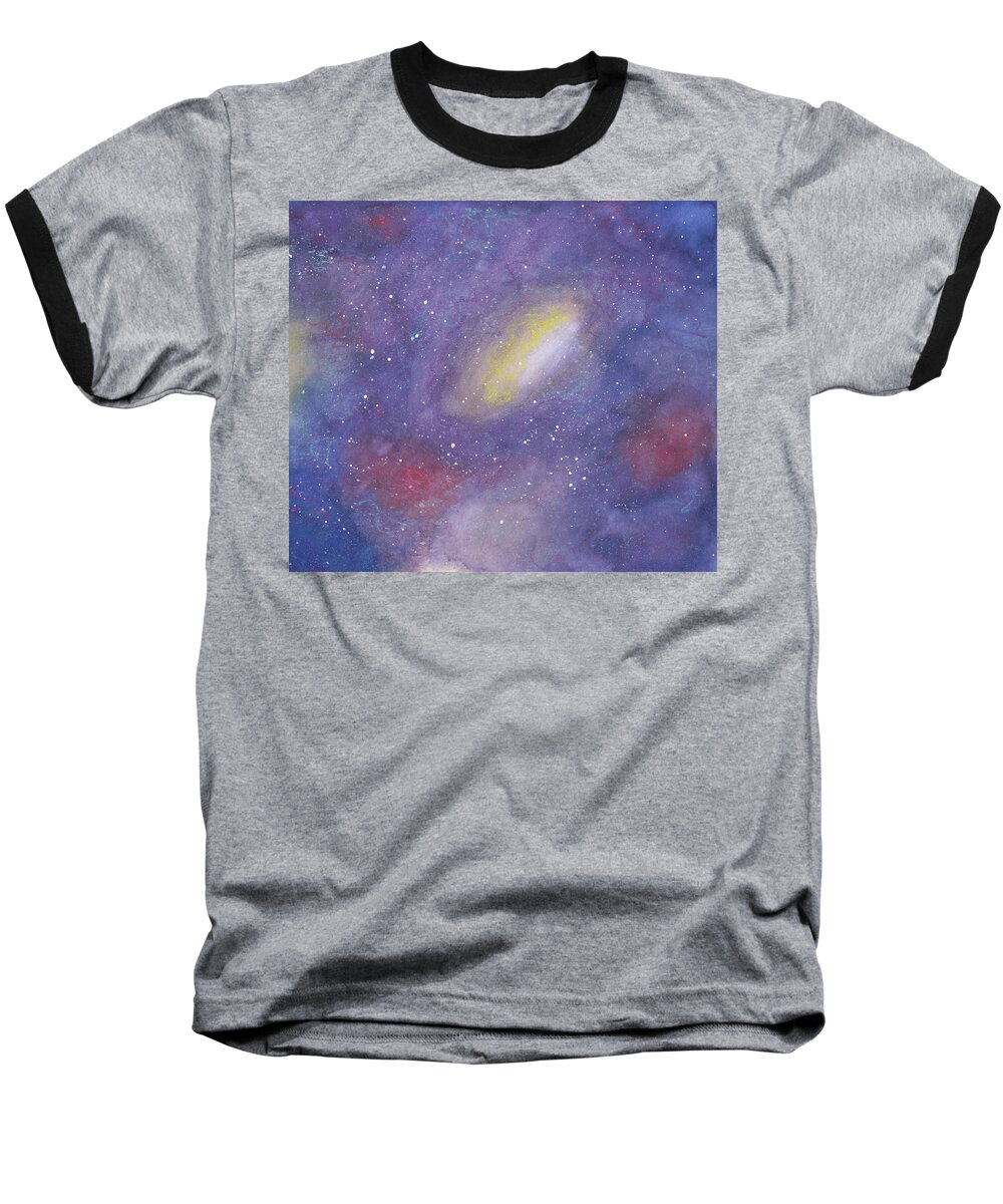 Celestial Baseball T-Shirt featuring the mixed media Celestial Sky by Anne Katzeff