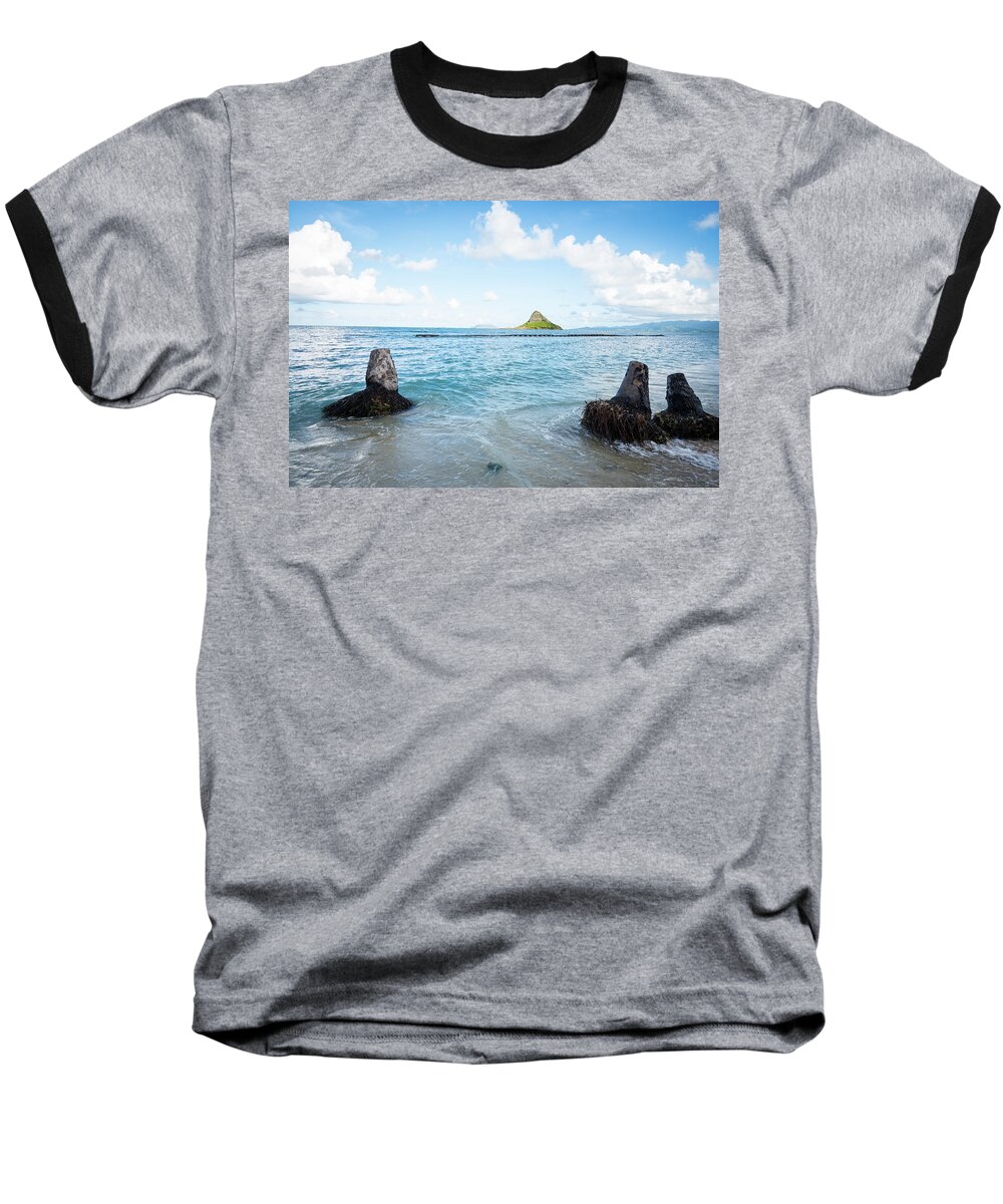 Ocean Baseball T-Shirt featuring the photograph China Man's Hat by Jill Laudenslager