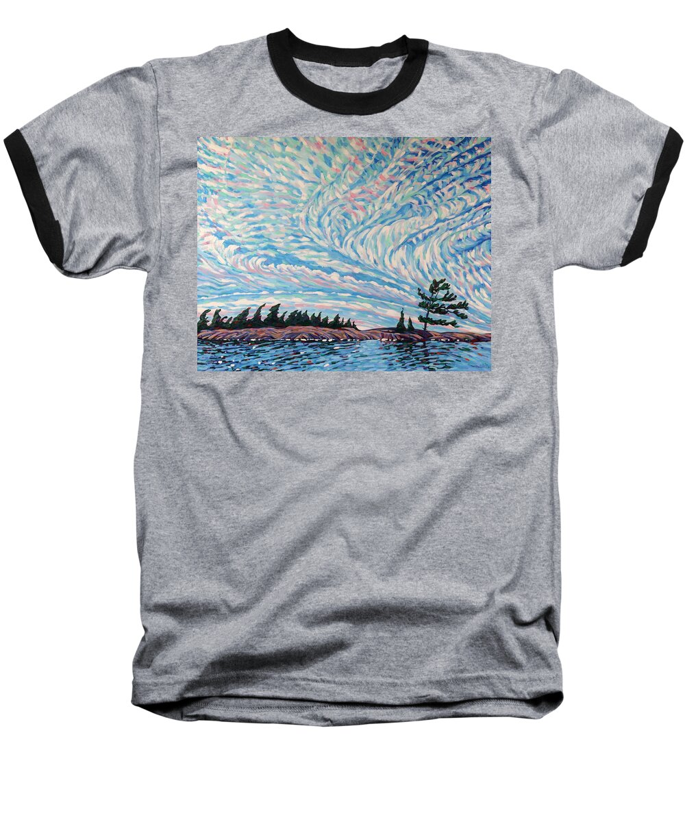 2515 Baseball T-Shirt featuring the painting Cirrus Sky Script by Phil Chadwick