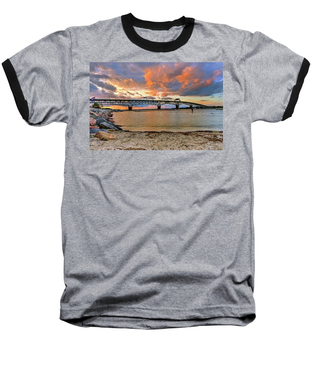 Coleman Bridge Baseball T-Shirt featuring the photograph Coleman Bridge at Sunset by Jerry Gammon