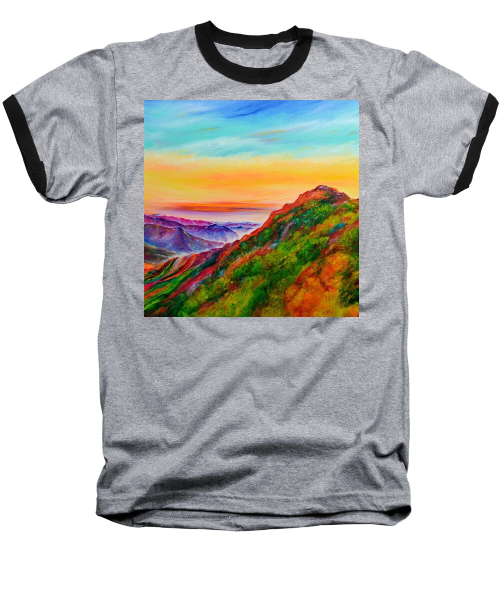 Abstract Landscape Baseball T-Shirt featuring the painting Colour My World by Elizabeth Cox