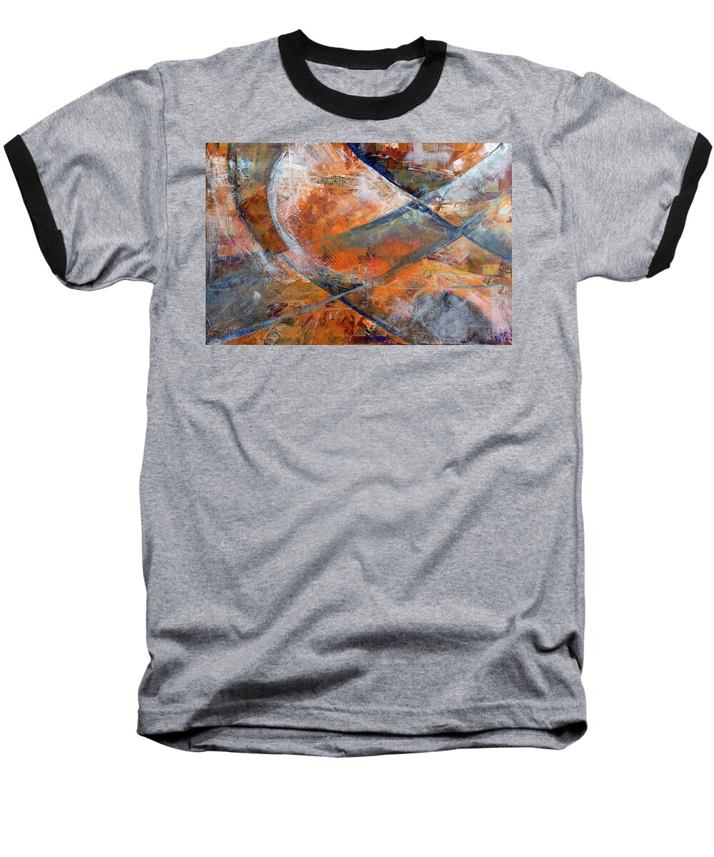 Abstract Painting Baseball T-Shirt featuring the painting Composition Hieroglyphe by Walter Fahmy