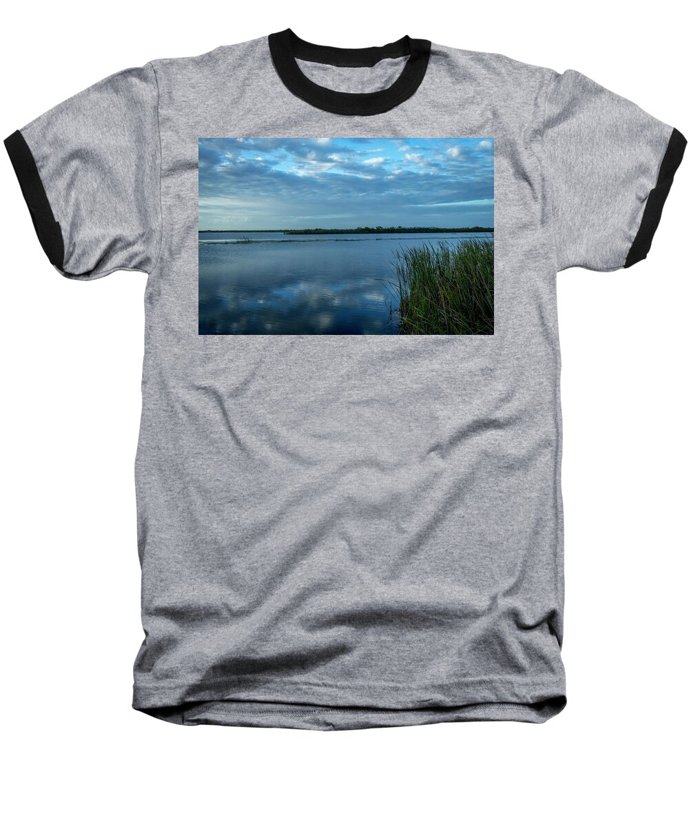 Everglades Baseball T-Shirt featuring the photograph Cool Blue Everglades by Blair Damson