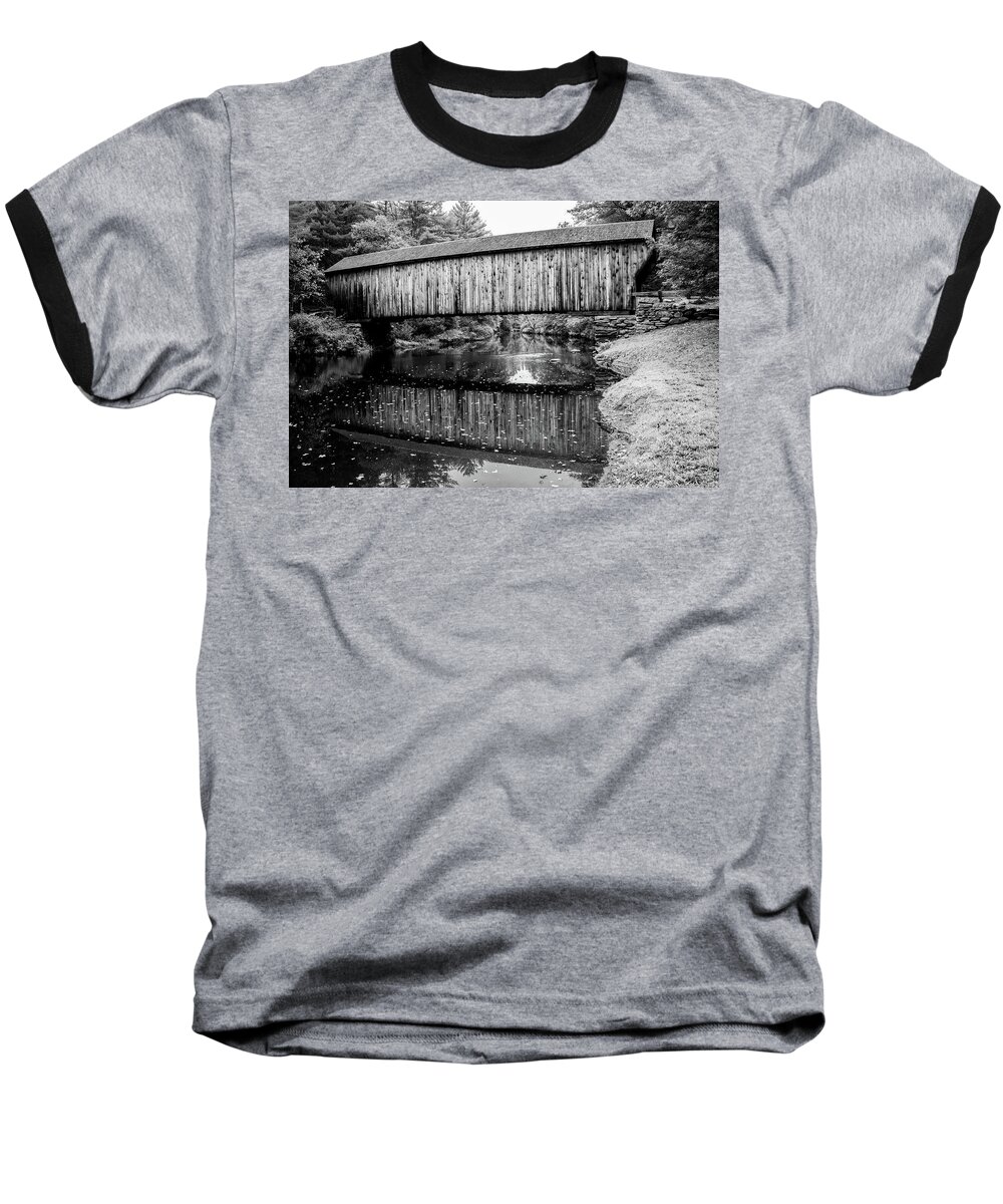 Corbin Bridge Baseball T-Shirt featuring the photograph Corbin Bridge Black and White by Robert Stanhope