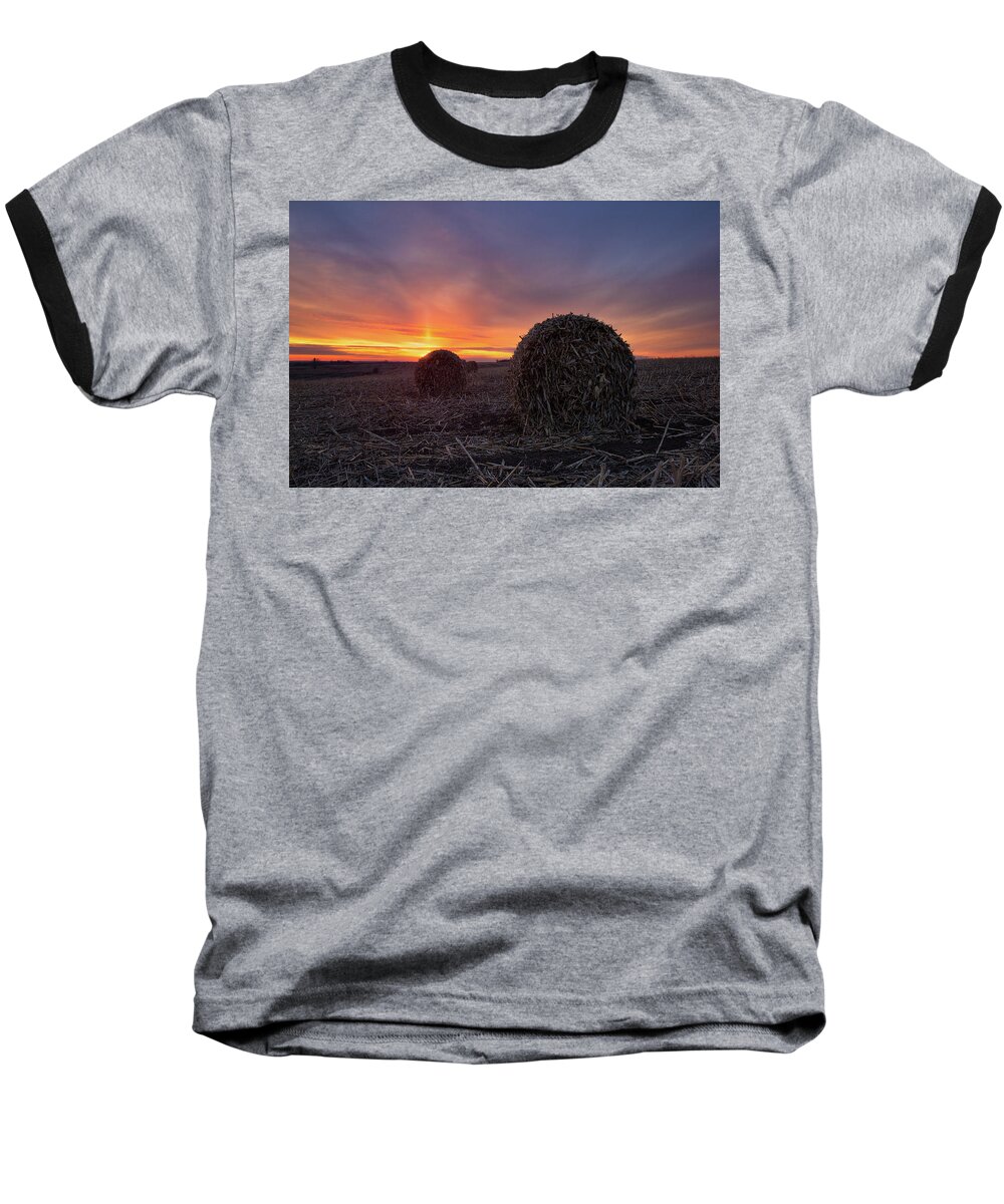 Sunset Baseball T-Shirt featuring the photograph Corn Rolls by Aaron J Groen