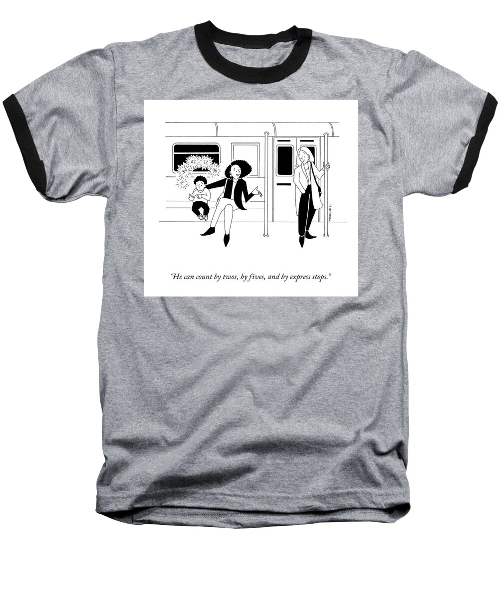 A28473 Baseball T-Shirt featuring the drawing Counting by Express Stops by Maggie Larson