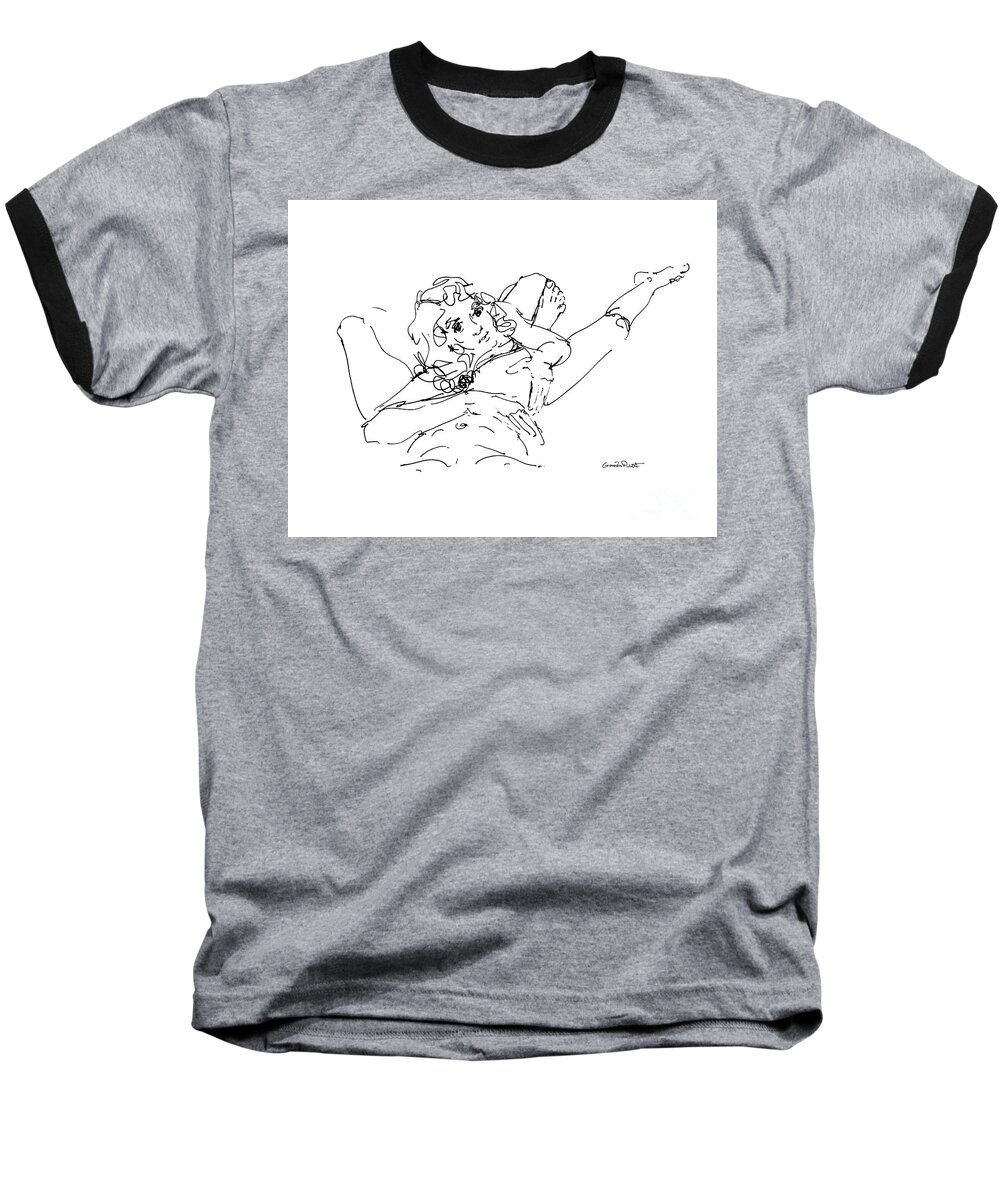 Couple Baseball T-Shirt featuring the drawing Couples Sensual Art 1 by Gordon Punt