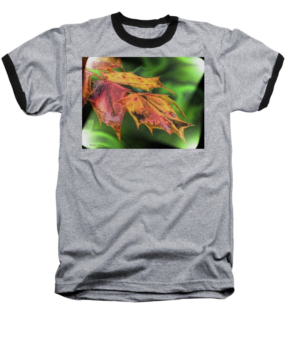 Crayon Baseball T-Shirt featuring the digital art Crayon Leaves by Kimmary I MacLean