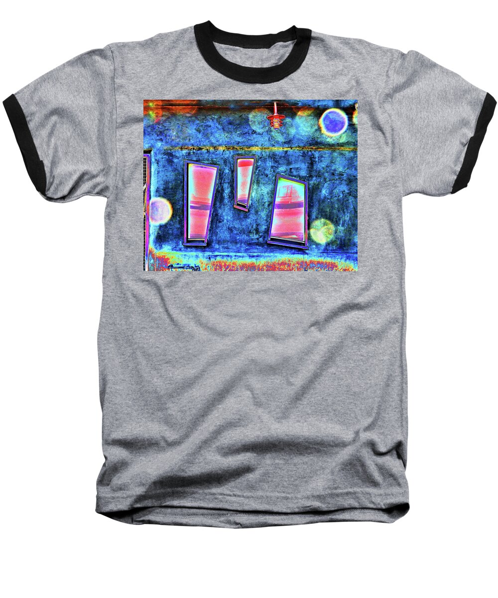 Abstract Baseball T-Shirt featuring the photograph Crooked Windows Abstract by Andrew Lawrence