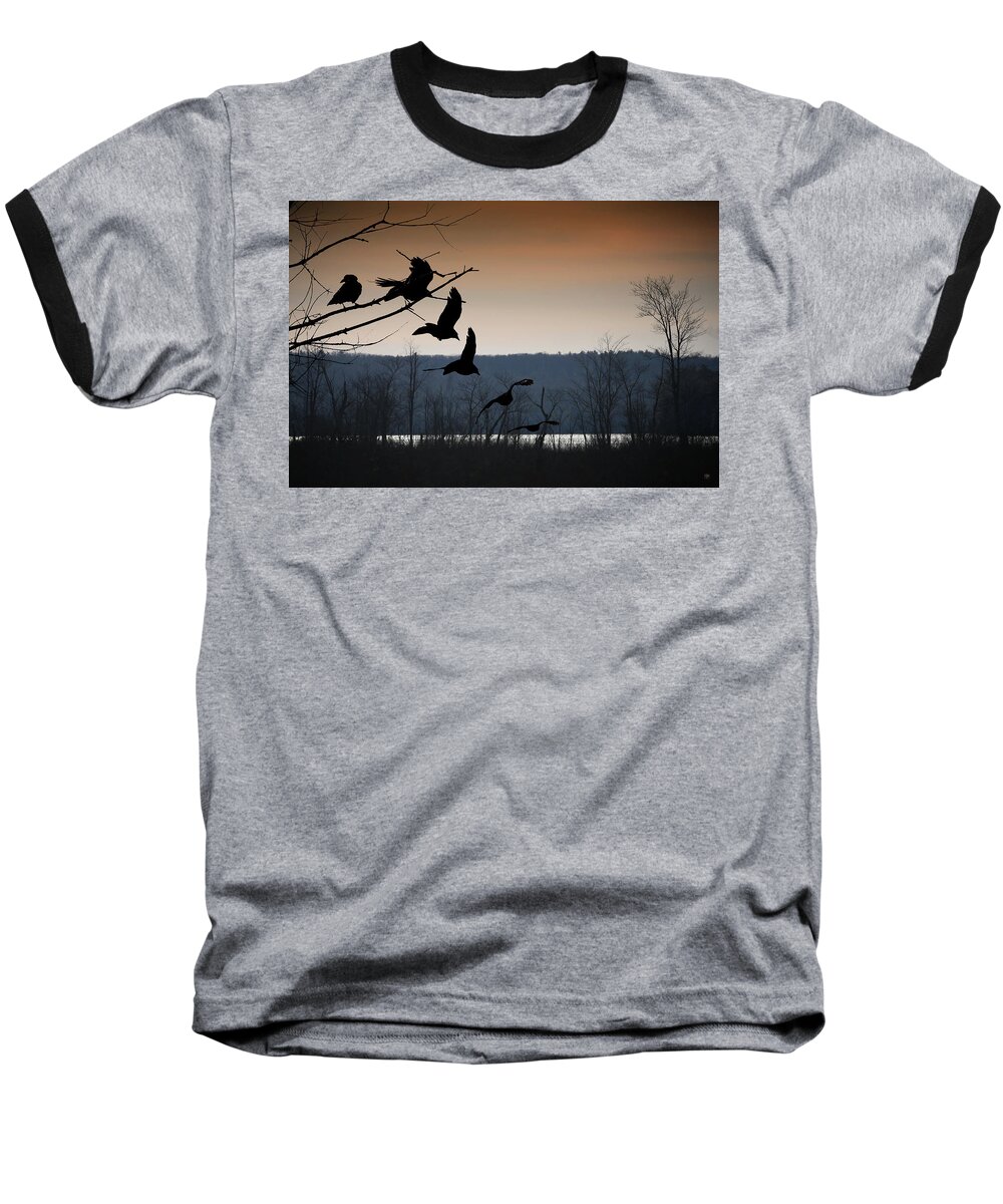 Crow Baseball T-Shirt featuring the photograph Crow Flight by John Meader