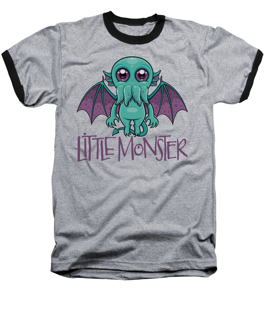 Cthulhu Baseball T-Shirt featuring the digital art Cute Baby Cthulhu Little Monster by John Schwegel