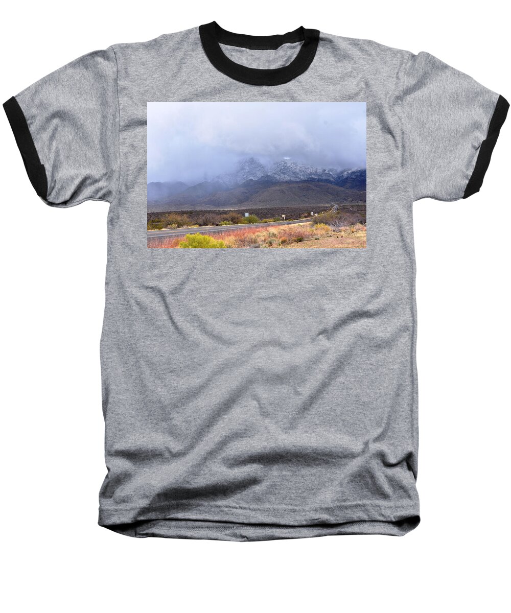 Arizona Baseball T-Shirt featuring the photograph Danger Ahead on Arizona 89 by Nina Kindred