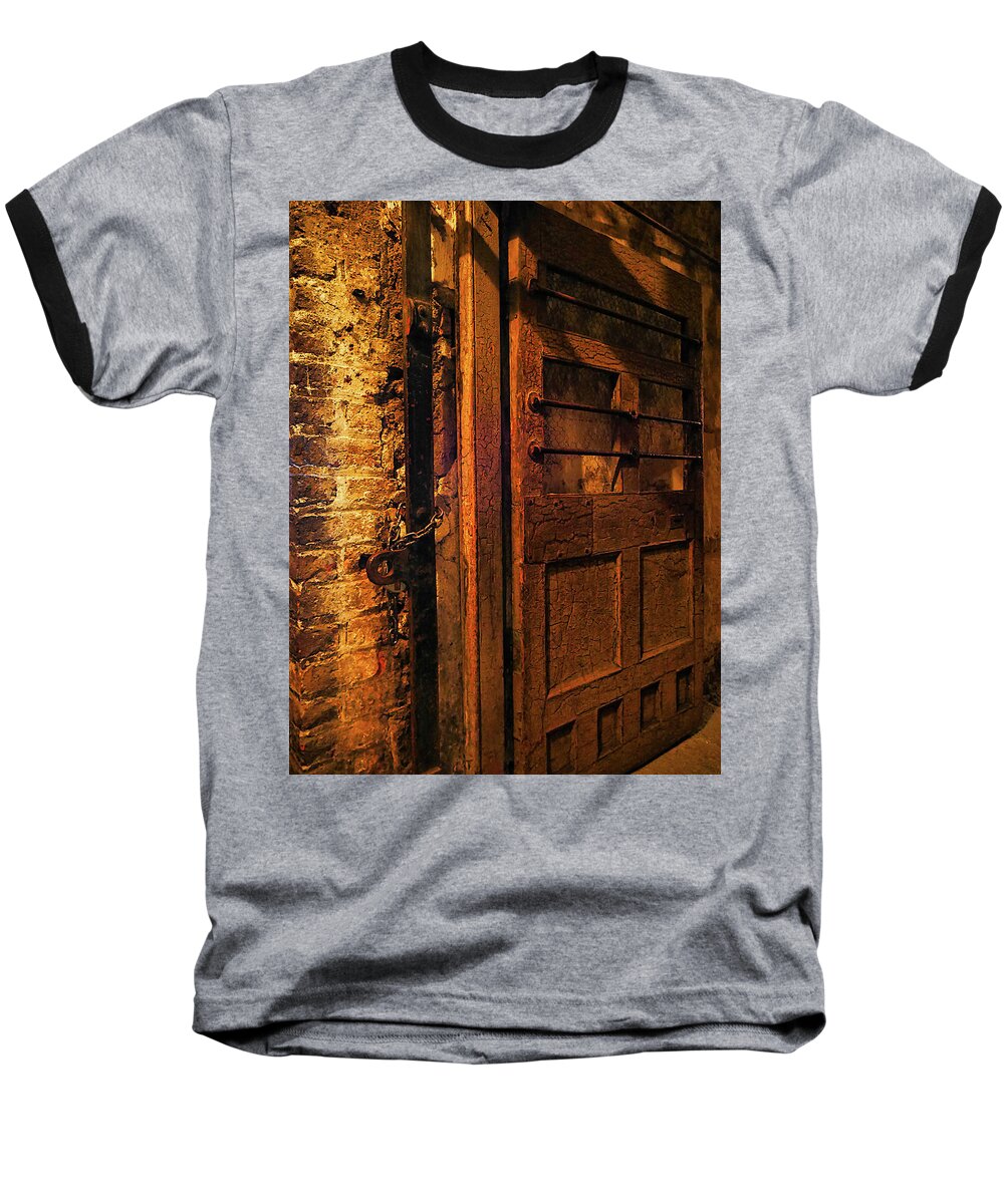 Doors Of The World Baseball T-Shirt featuring the photograph Dark Door To Where? by Lexa Harpell