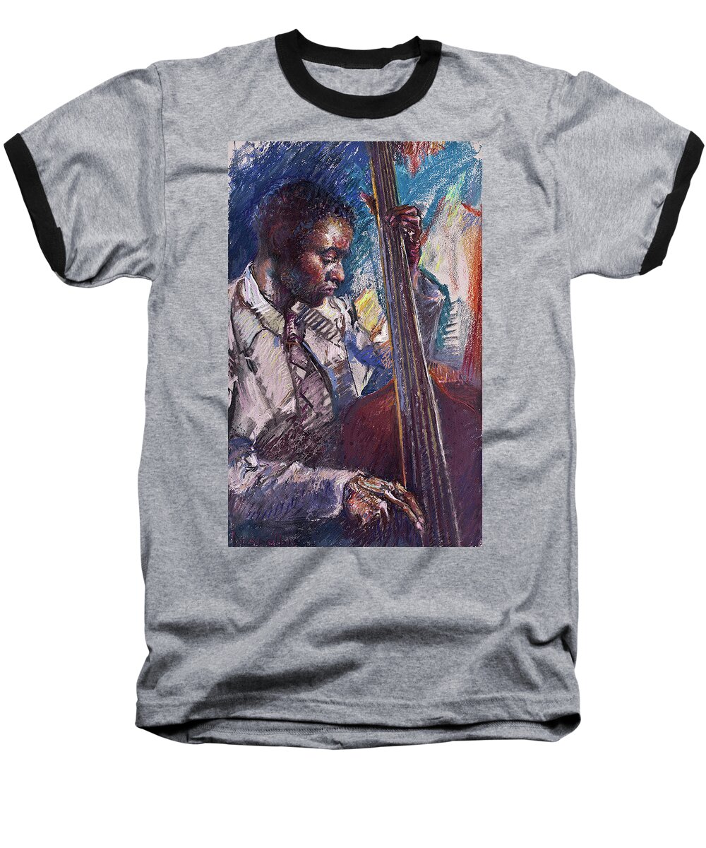 Jazz Baseball T-Shirt featuring the painting Deep Bass by Ellen Dreibelbis