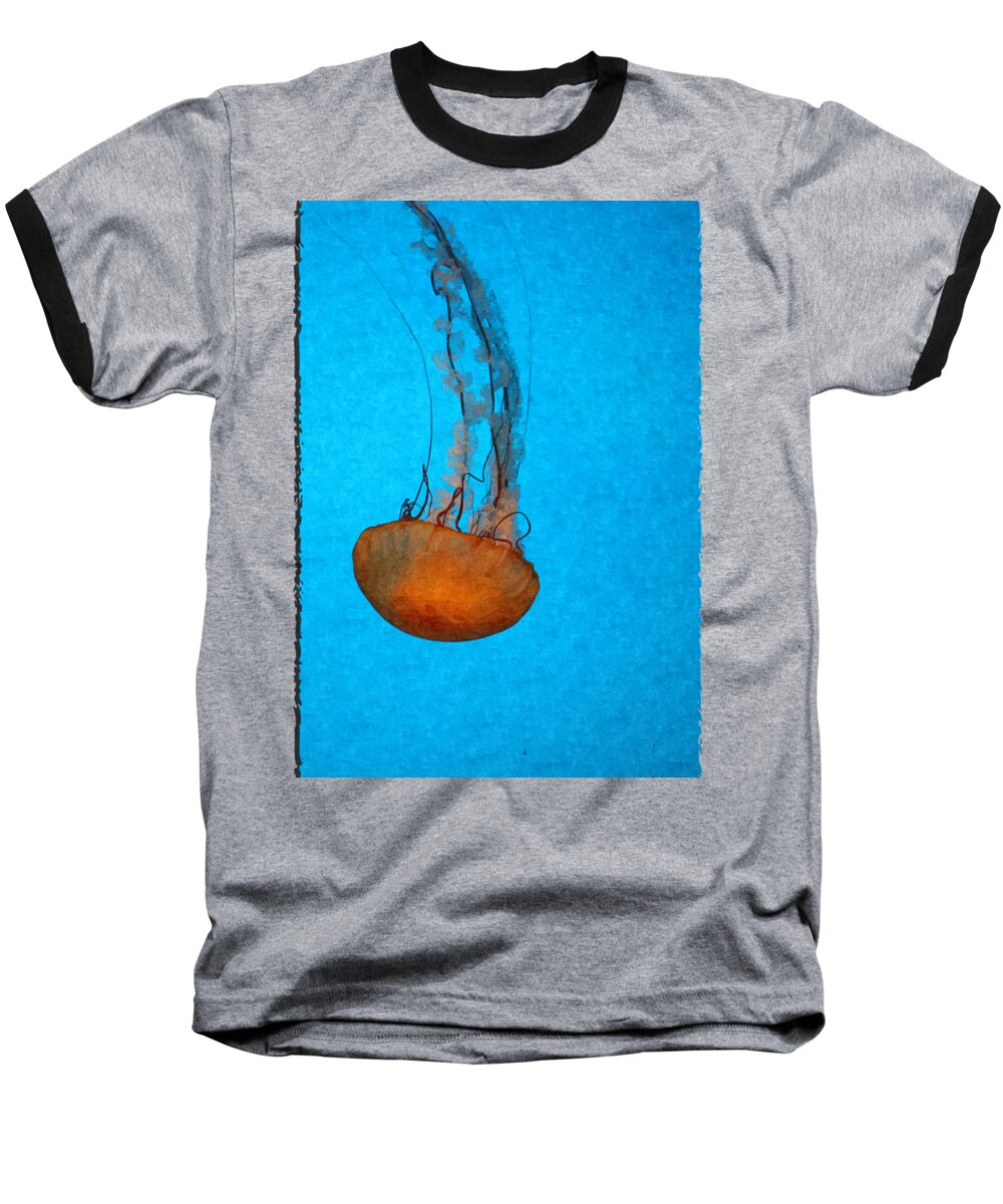 Jellyfish Baseball T-Shirt featuring the digital art Deep Blue by Shari Nees