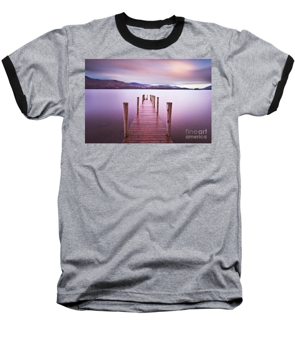 Derwent Water Baseball T-Shirt featuring the photograph Derwent water jetty, Lake District, England by Neale And Judith Clark