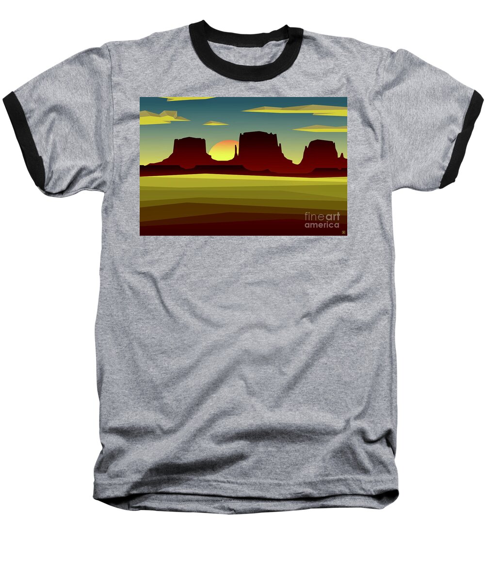 Sunset Baseball T-Shirt featuring the mixed media Desert Sunset by Milton Thompson