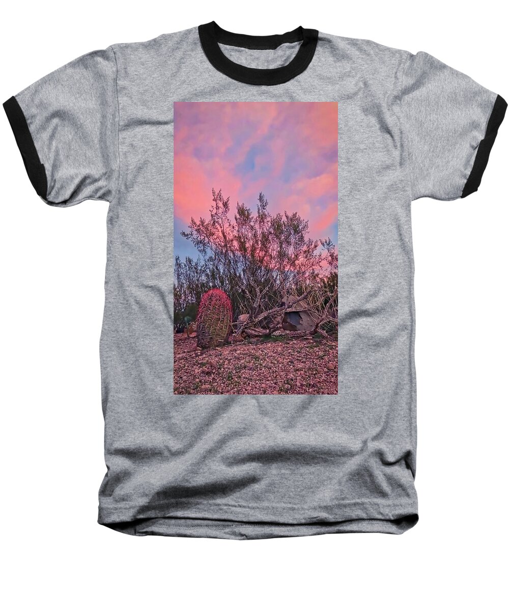 Pink Skies Baseball T-Shirt featuring the photograph Desert Tranquility by Judy Kennedy