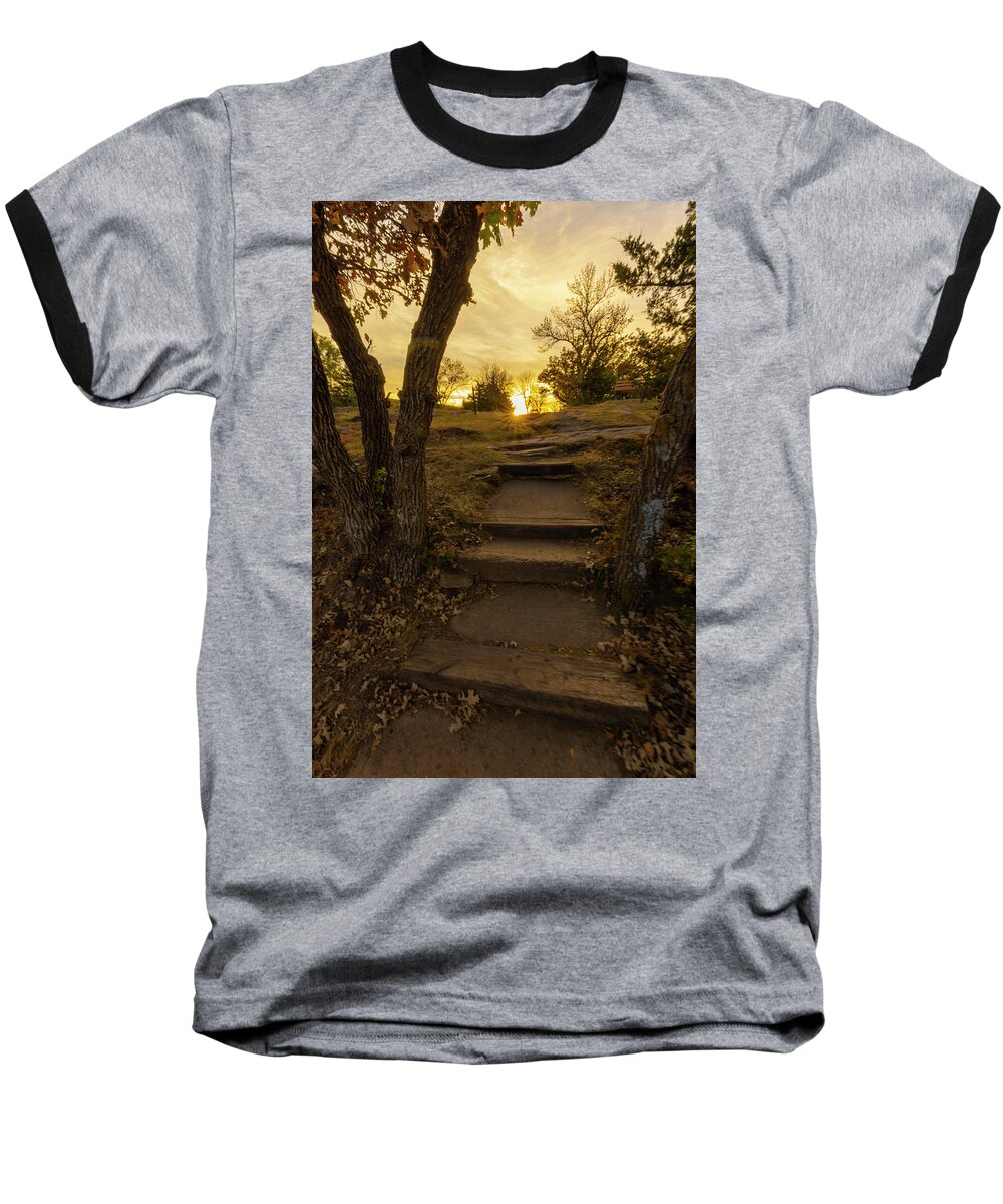 Stairs Baseball T-Shirt featuring the photograph Devil's Sunset by Aaron J Groen