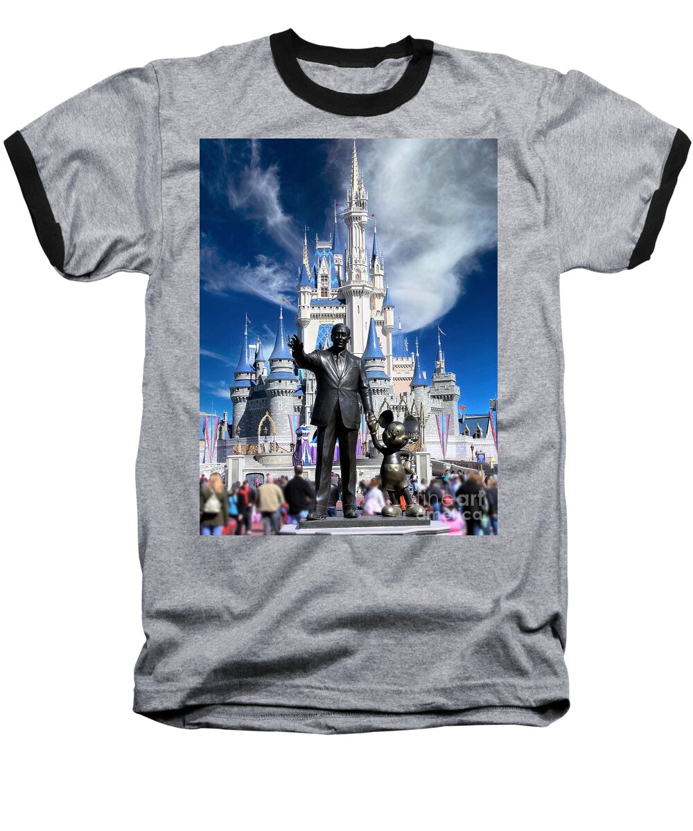 Walt Baseball T-Shirt featuring the photograph Disney and Mickey by Kevin Fortier