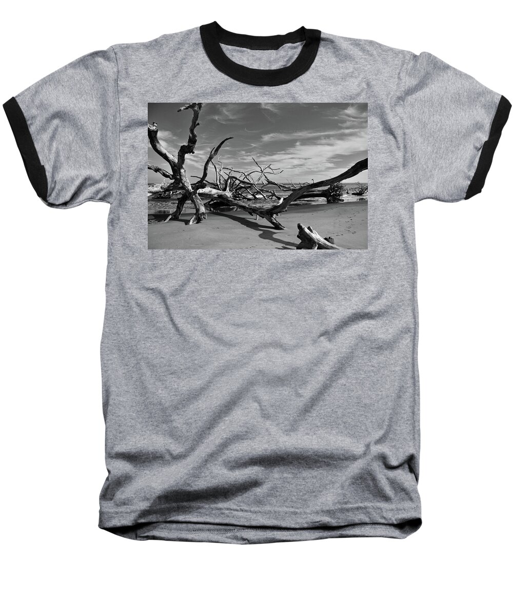 Big Talbot Island Baseball T-Shirt featuring the photograph Driftwood Beach by Ben Prepelka