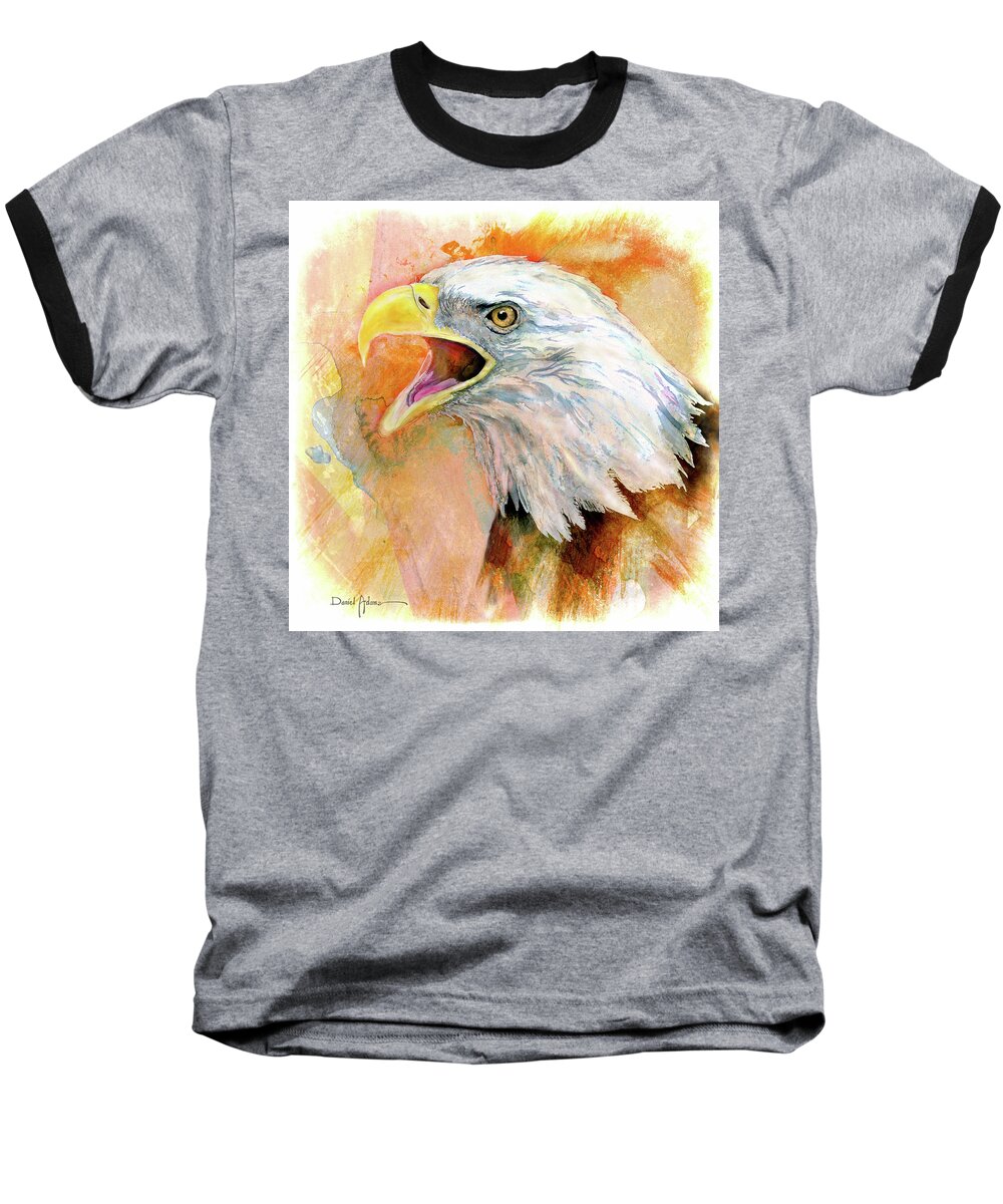 Bald Eagle Baseball T-Shirt featuring the painting Eagle's Cry by Daniel Adams