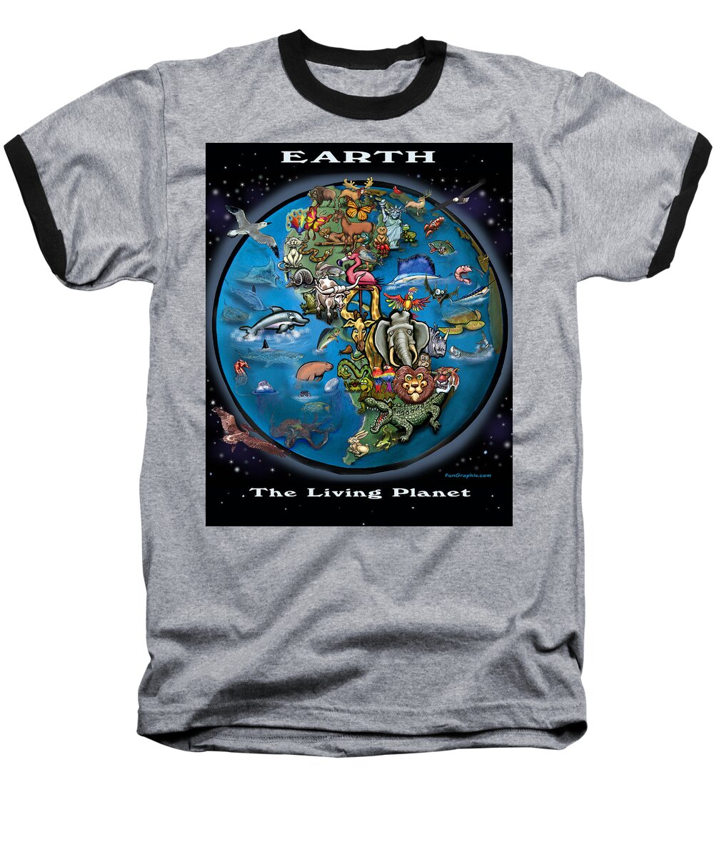 Earth Baseball T-Shirt featuring the painting Earth by Kevin Middleton