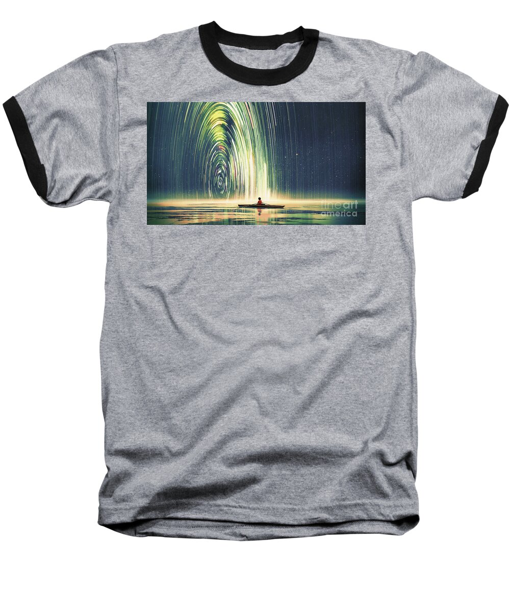 Illustration Baseball T-Shirt featuring the painting Edge Of The World by Tithi Luadthong