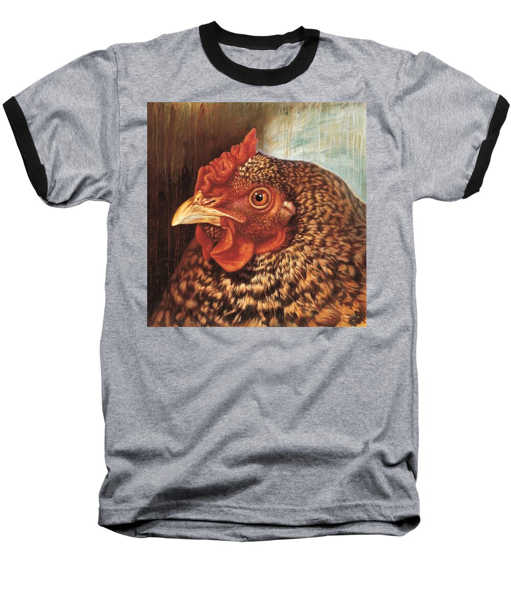 Chicken Baseball T-Shirt featuring the painting Eleanor3 by Hans Droog