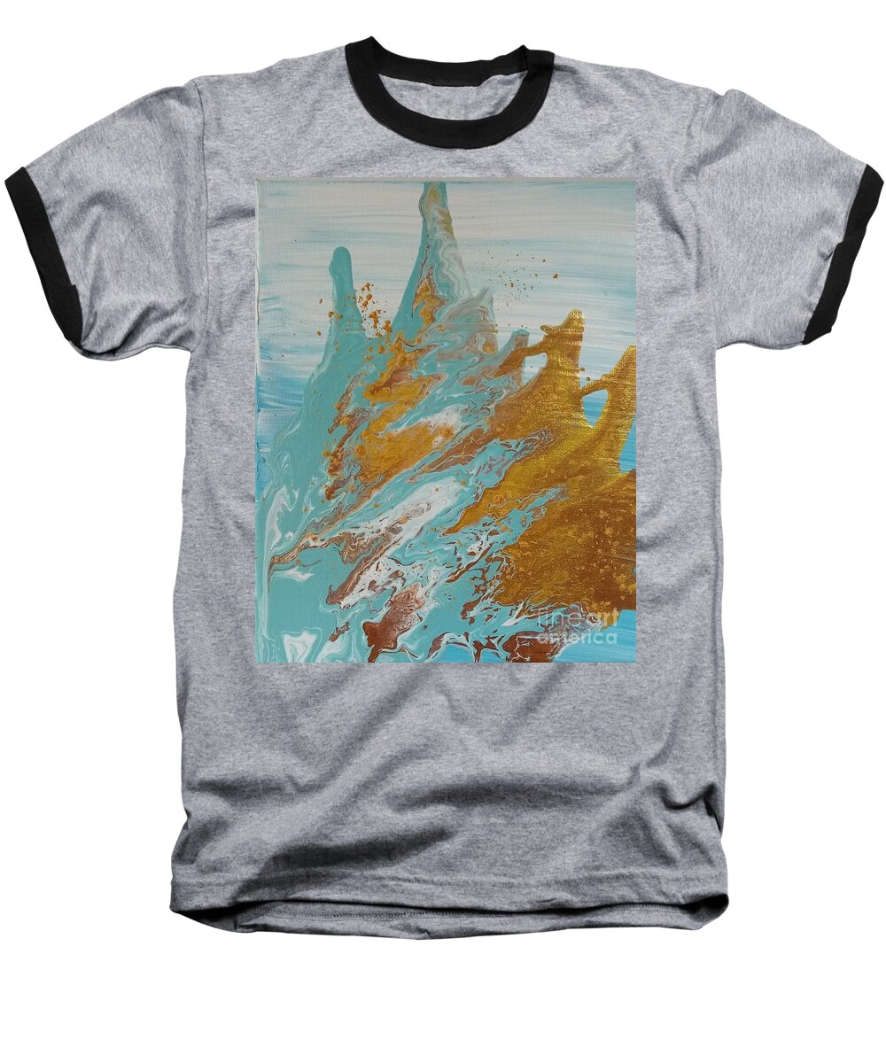 Abstract Art Baseball T-Shirt featuring the painting Emergence 4 by Nereida Rodriguez