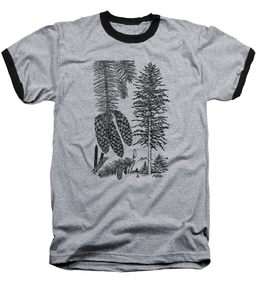 Pine Tree Baseball T-Shirt featuring the digital art Encyclopedic Dog Chart by Madame Memento