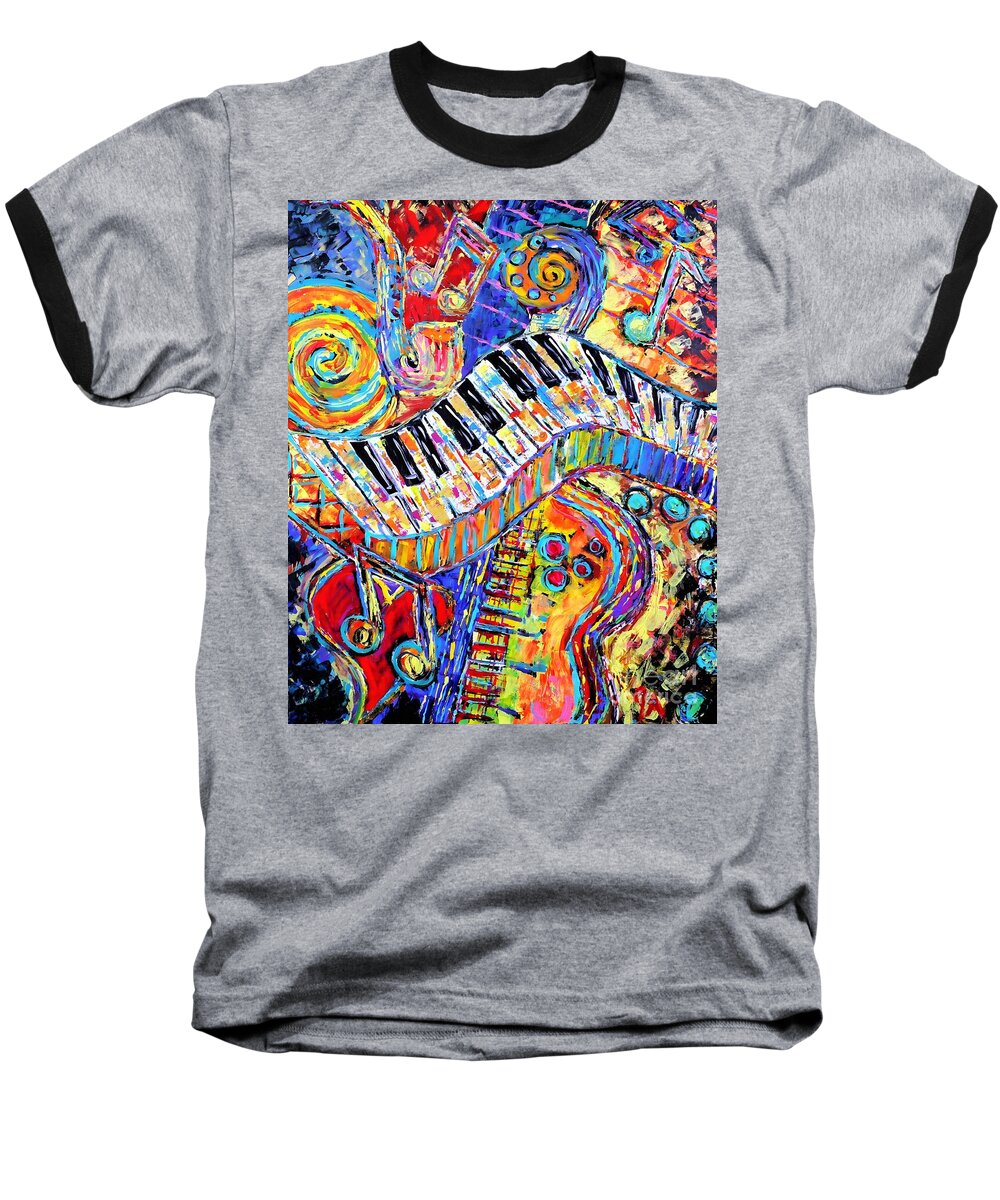 Music Baseball T-Shirt featuring the painting Energy In Music by Jeremy Aiyadurai