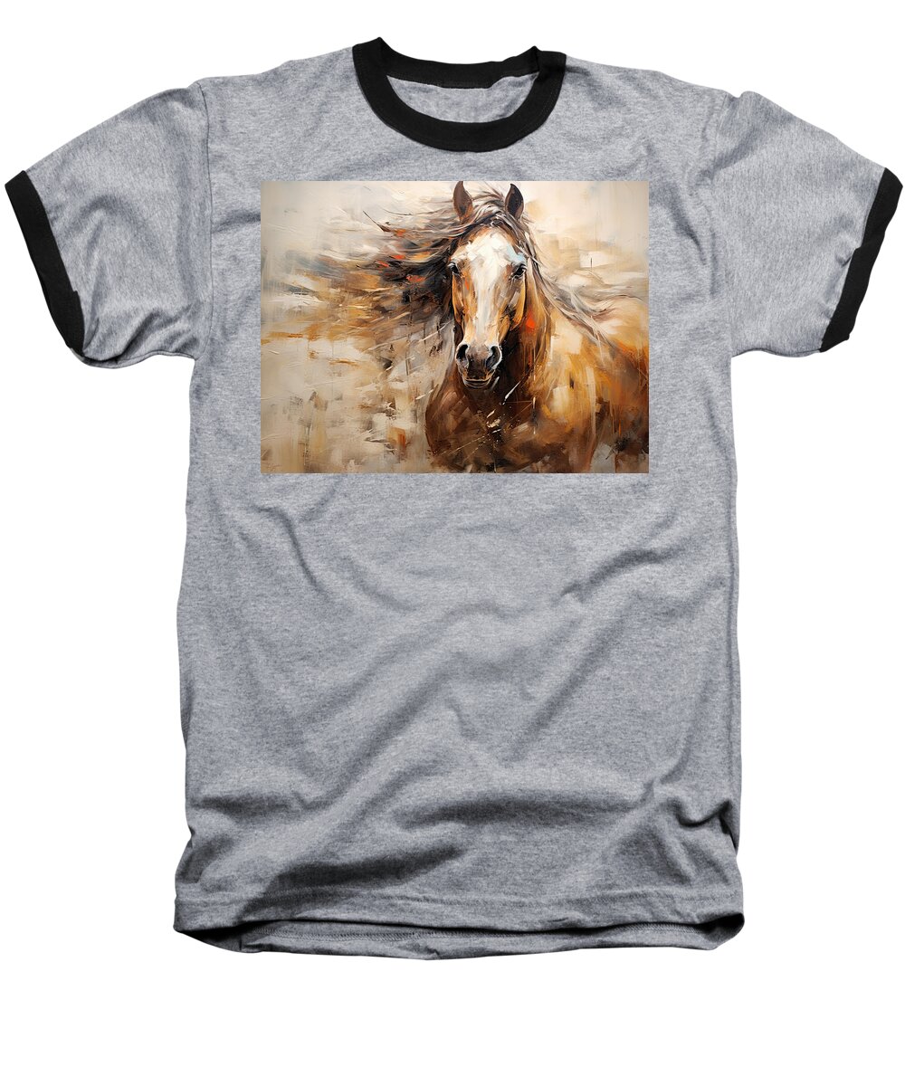 Bay Horse Paintings Baseball T-Shirt featuring the painting Equine Freedom by Lourry Legarde