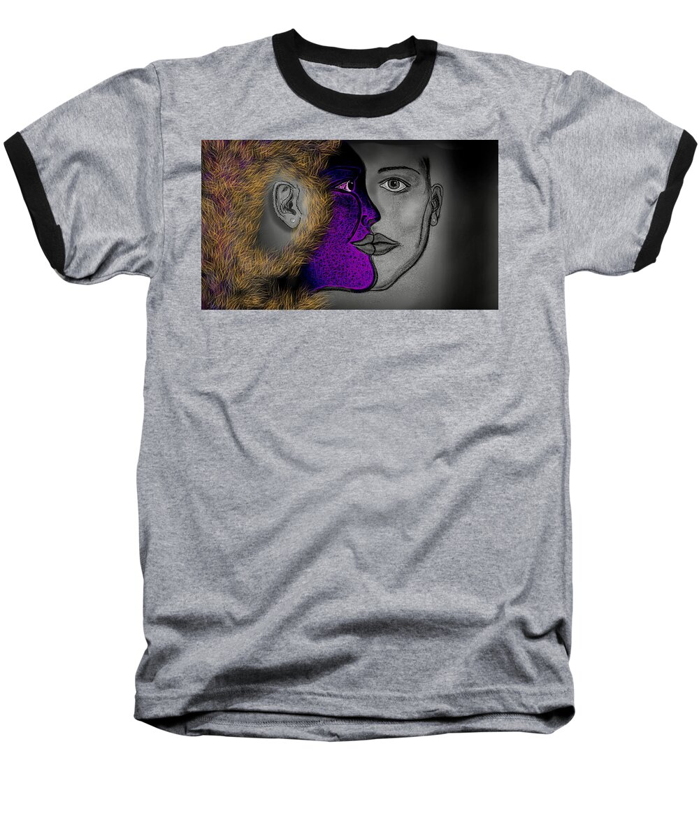 Modern Abstract Baseball T-Shirt featuring the drawing Faces Walk On The Wild Side by Joan Stratton