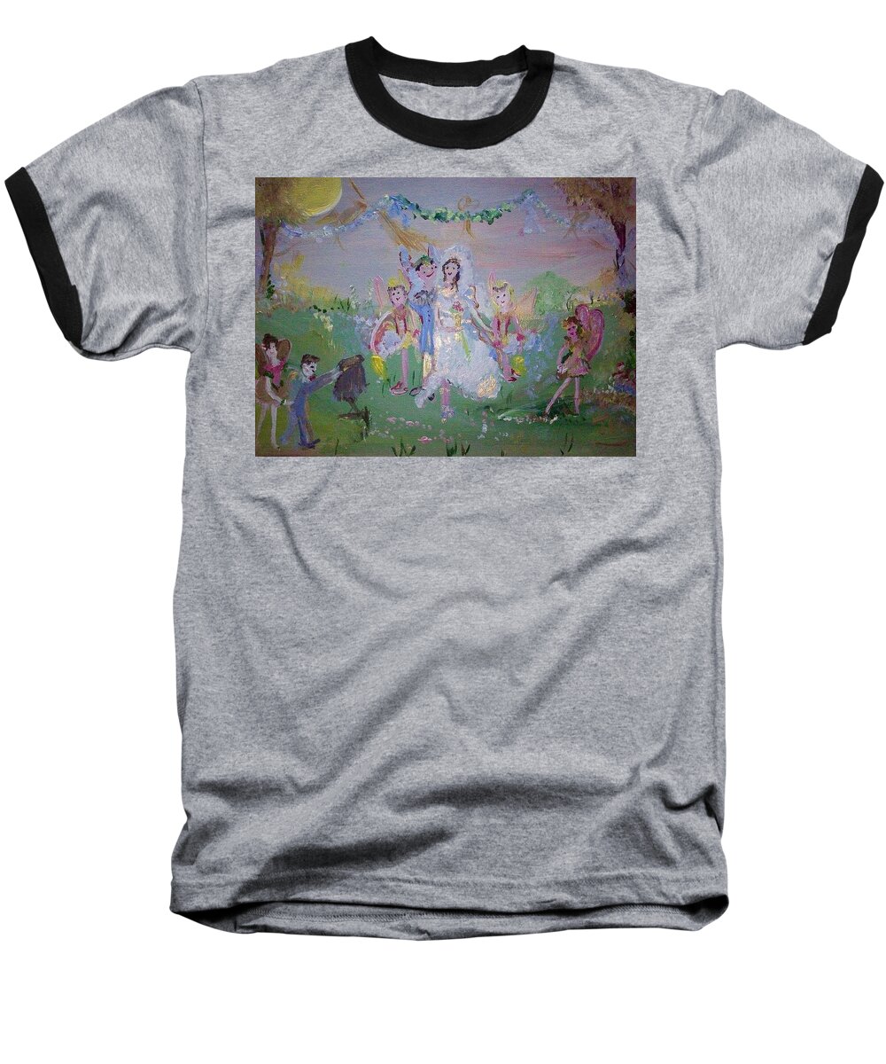 Fairy Baseball T-Shirt featuring the painting Fairy Wedding by Judith Desrosiers