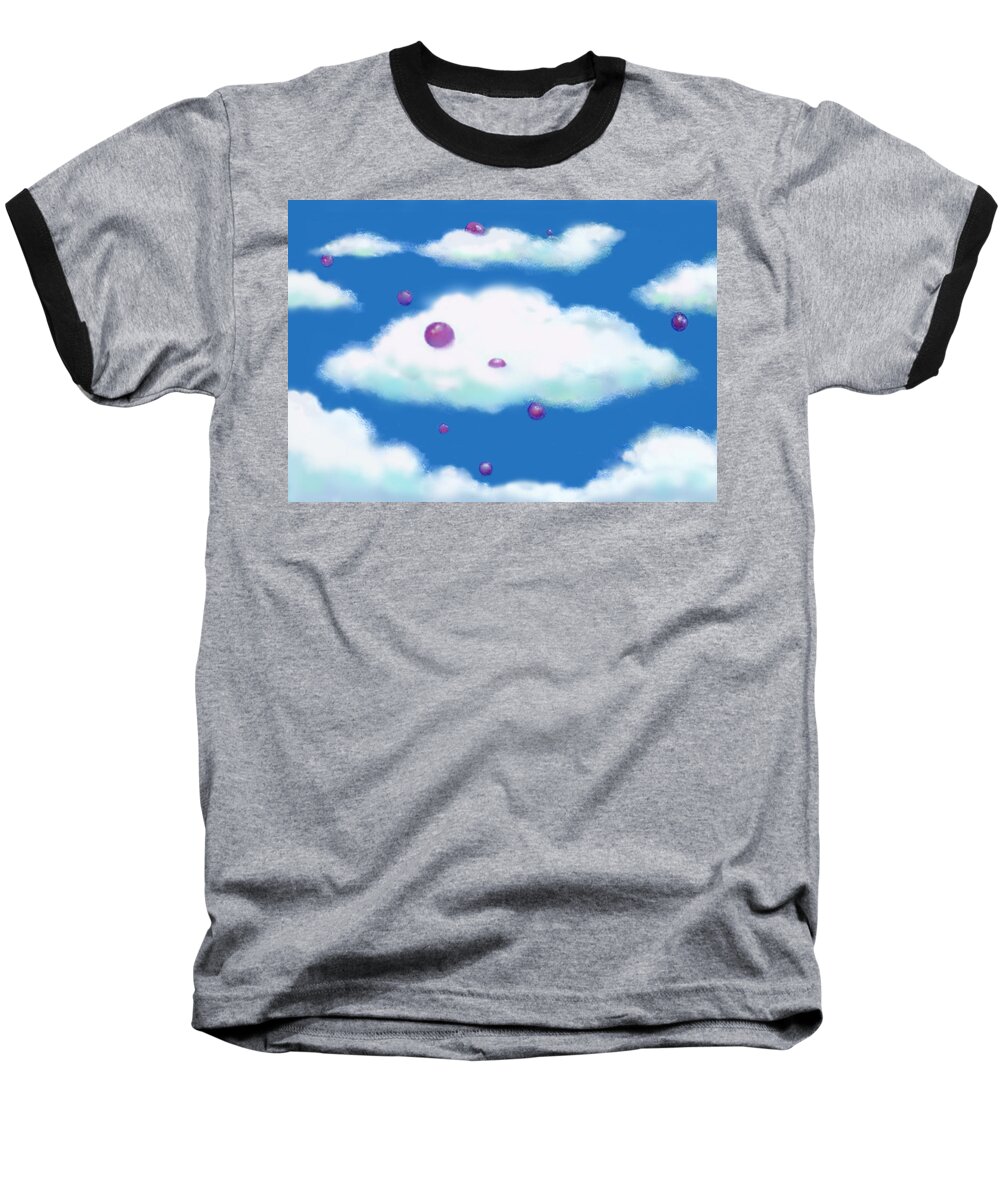 Clouds Baseball T-Shirt featuring the pastel Falling Grapes by Mary Ann Leitch