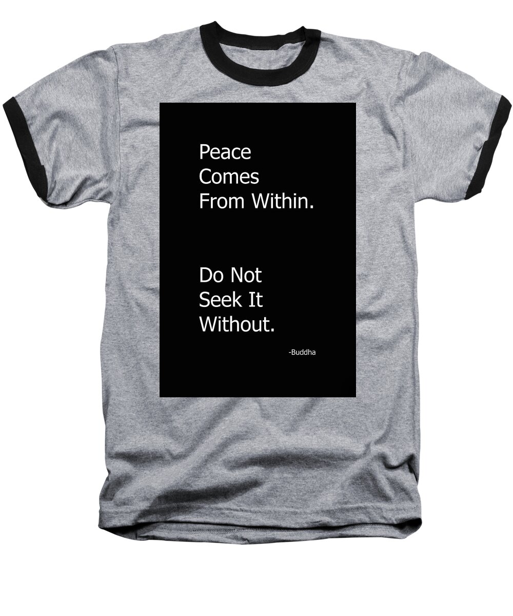 Text Baseball T-Shirt featuring the mixed media Find Your Peace Buddha by Joseph S Giacalone