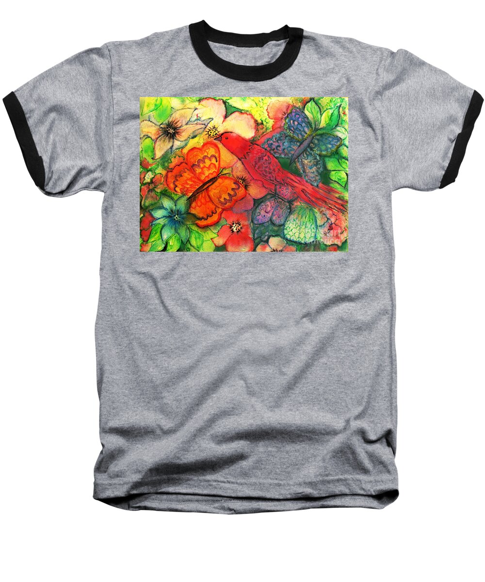 Butterflies Baseball T-Shirt featuring the painting Finding Sanctuary by Hazel Holland