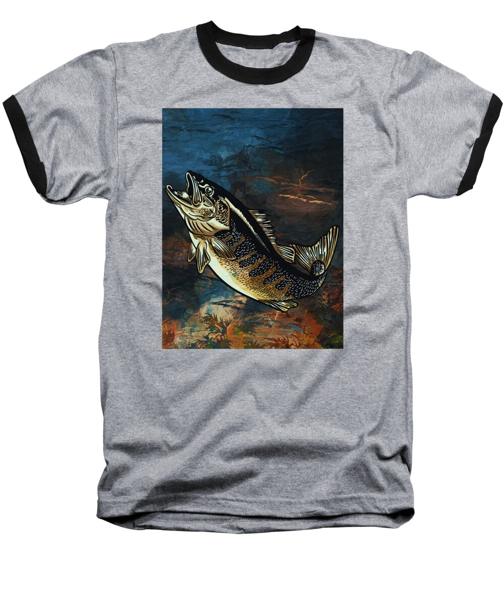 Fish Baseball T-Shirt featuring the digital art Fish by Andrzej Szczerski