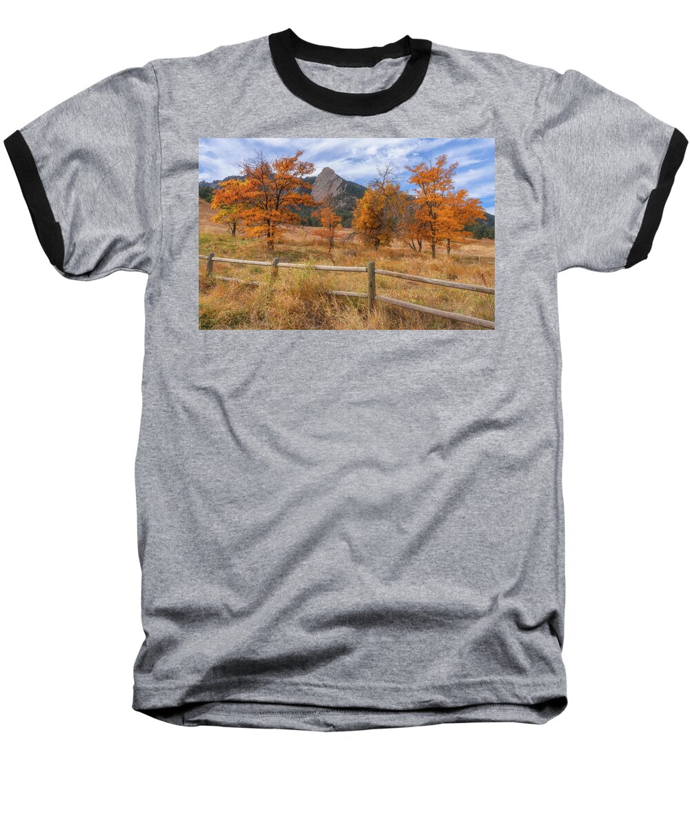 Boulder Baseball T-Shirt featuring the photograph Flatiron Fall by Darren White