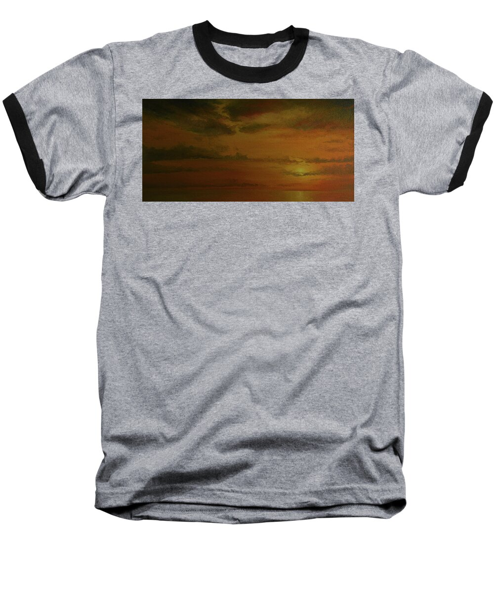 Sunset Baseball T-Shirt featuring the painting Florida Sunset by Charles Owens
